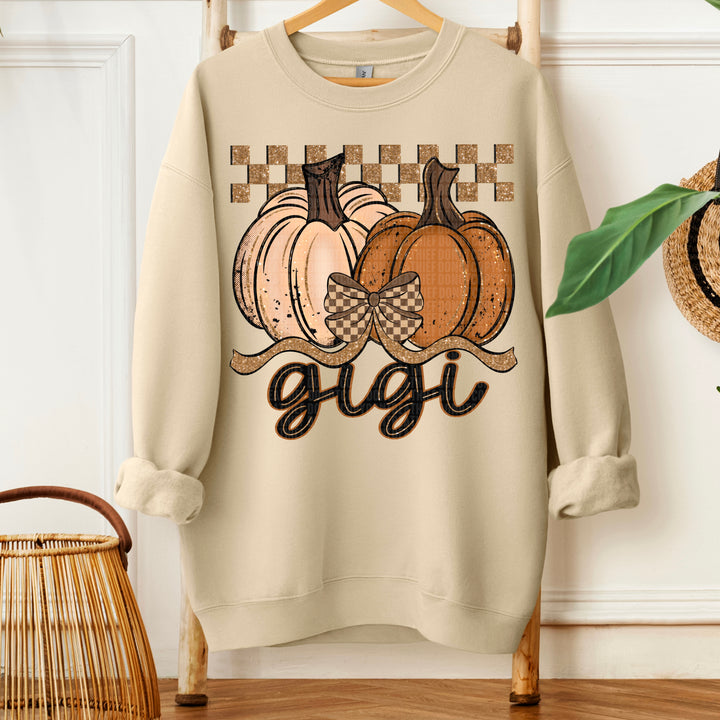 Fall Checkered Glitter Pumpkin Collection DTF Print