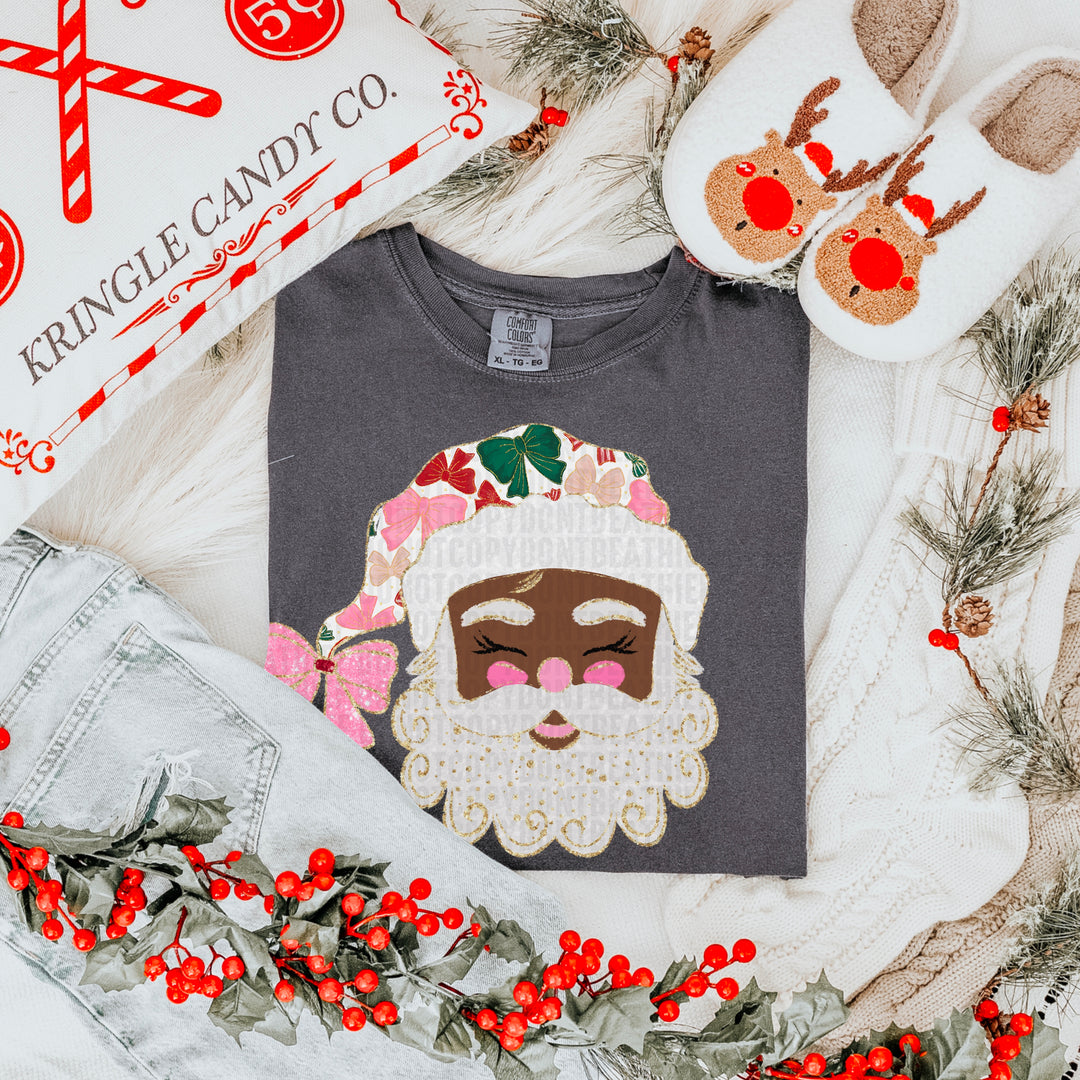 Glittered Up Santa DTF Print