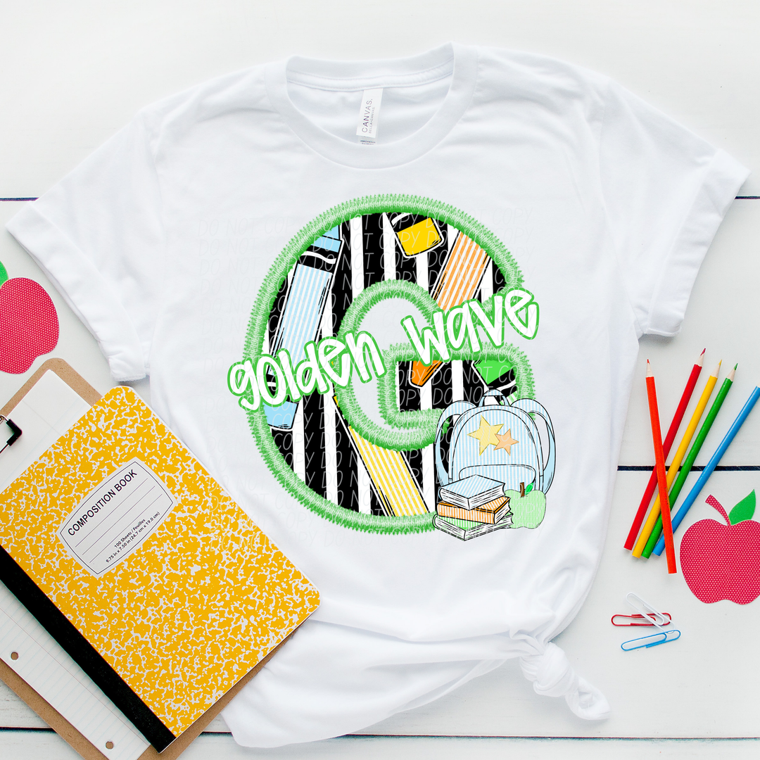 Green Letter Back to School Mascots Youth DTF Print