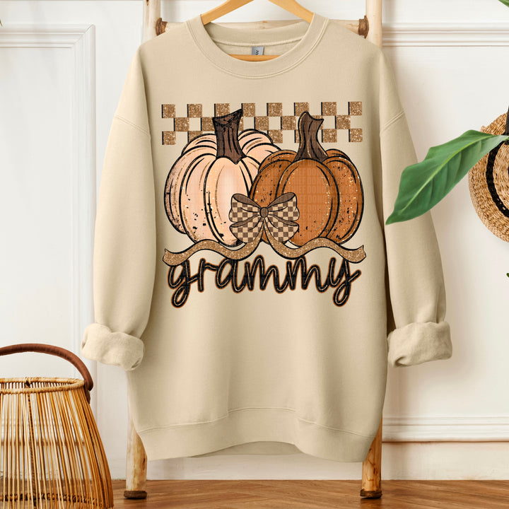 Fall Checkered Glitter Pumpkin Collection DTF Print