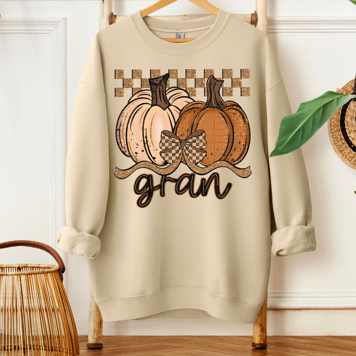 Fall Checkered Glitter Pumpkin Collection DTF Print