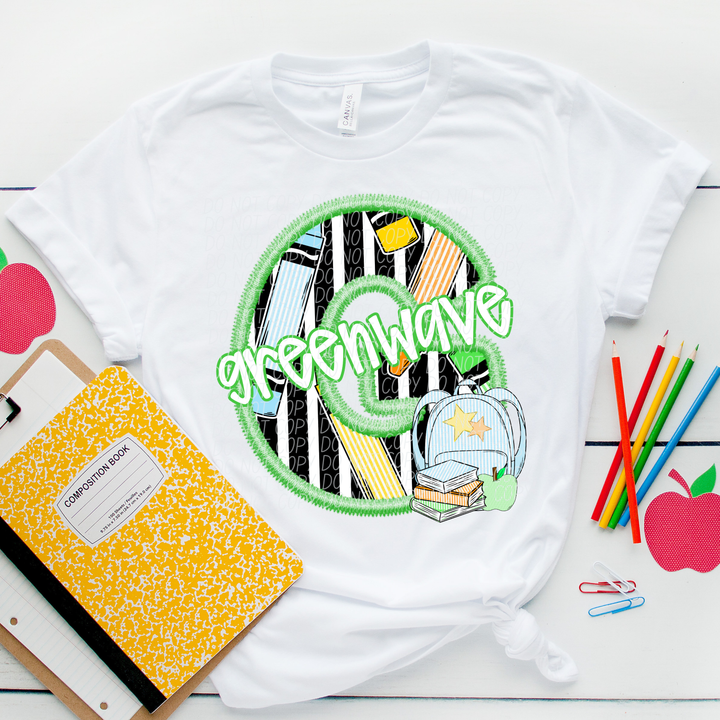 Green Letter Back to School Mascots Youth DTF Print