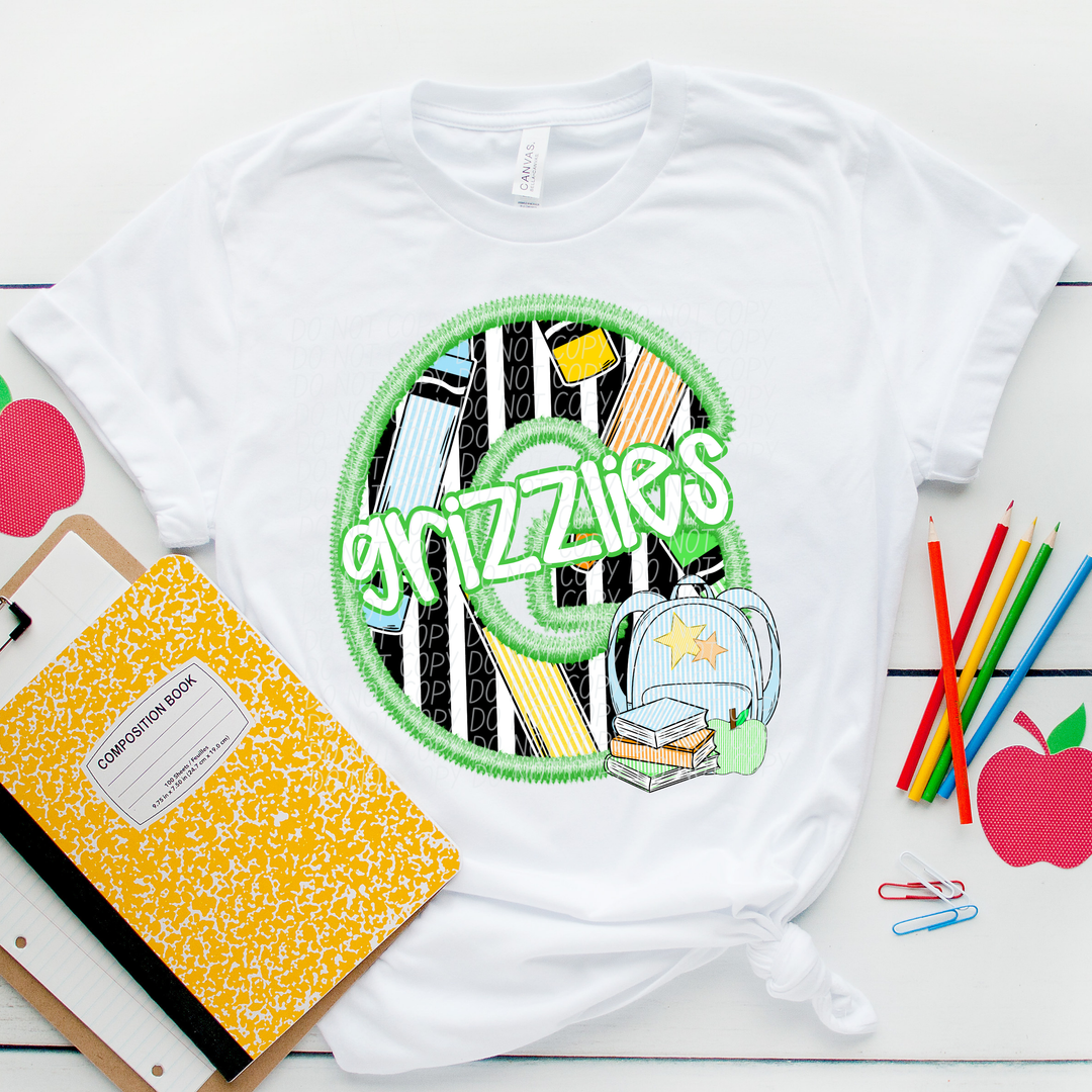 Green Letter Back to School Mascots Youth DTF Print