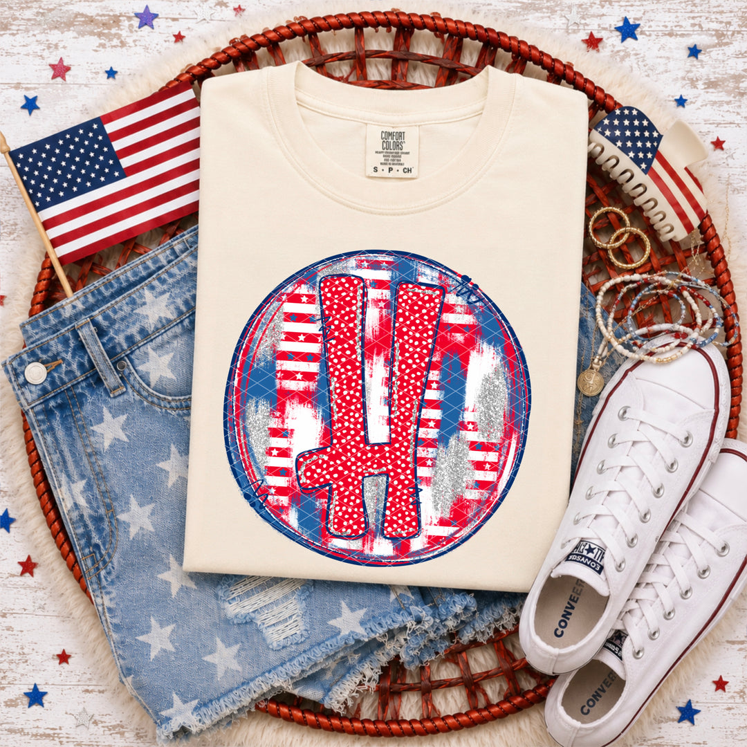 Patriotic Brush Strokes Letter Collection DTF Print