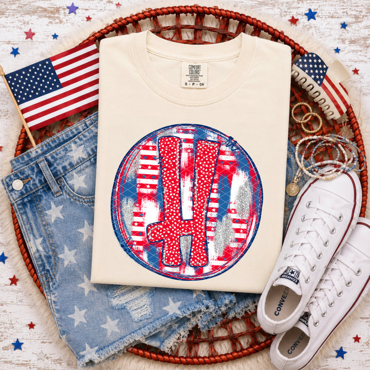 Patriotic Brush Strokes Letter Collection DTF Print