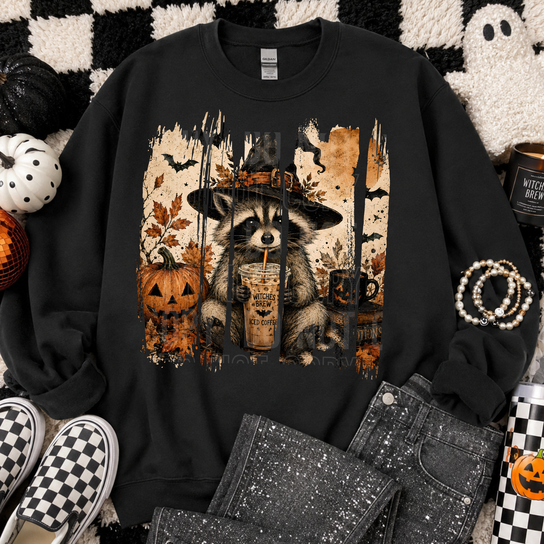 Halloween Raccoon Brush DTF Print