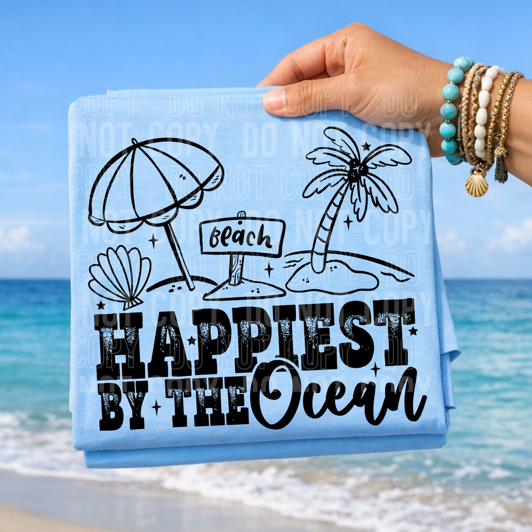 Happiest By The Ocean DTF Print
