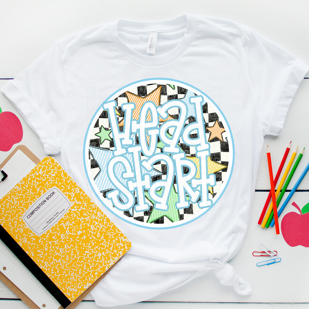 Back To School Stars Blue - Grade Levels DTF Print