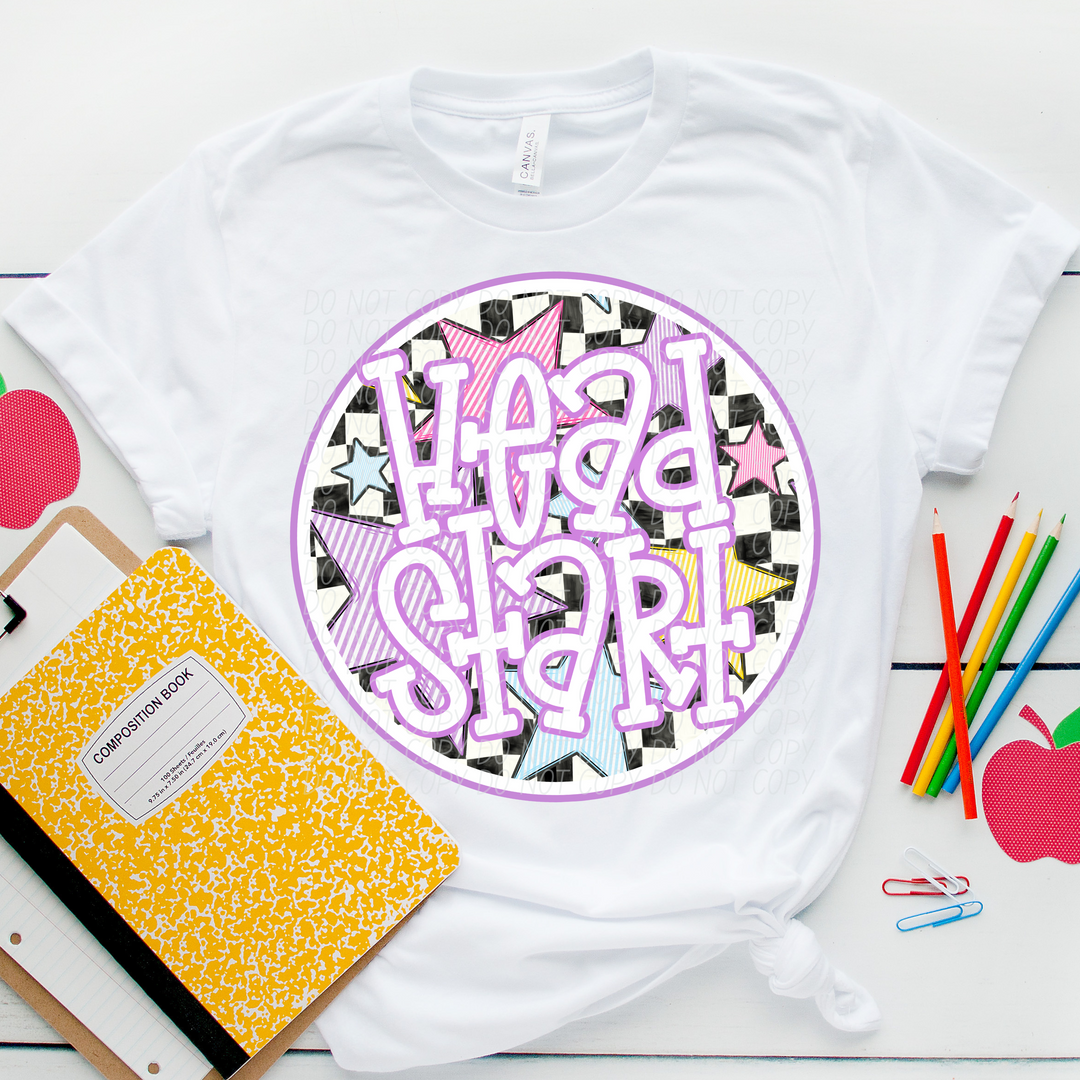 Back To School Stars Purple - Grade Levels DTF Print