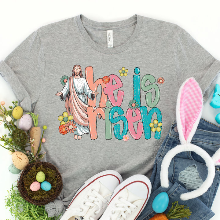 He Is Risen Jesus DTF Print