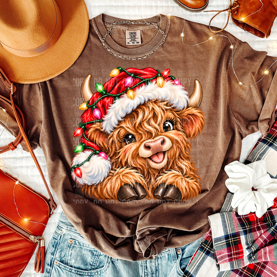 Highland Cow Faux Painted DTF Print