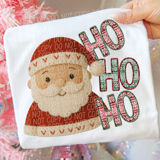 Ho Ho Ho Santa Faux Felt DTF Print