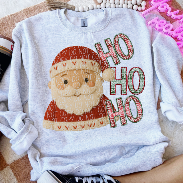 Ho Ho Ho Santa Faux Felt DTF Print