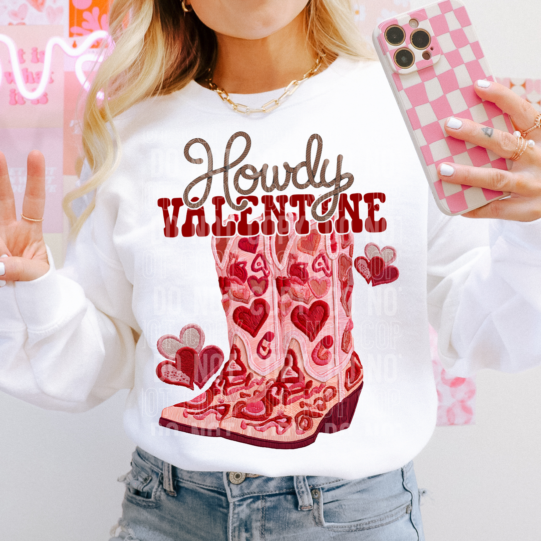 Howdy Valentine Boots DTF Print