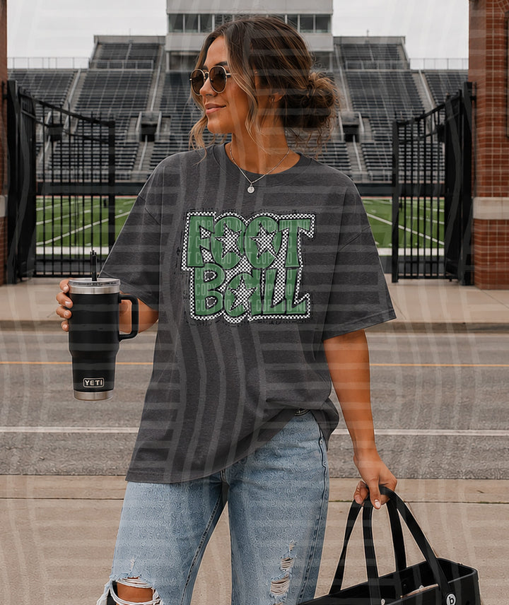 Preppy Checker Football Stars DTF Print