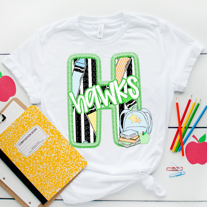 Green Letter Back to School Mascots Youth DTF Print