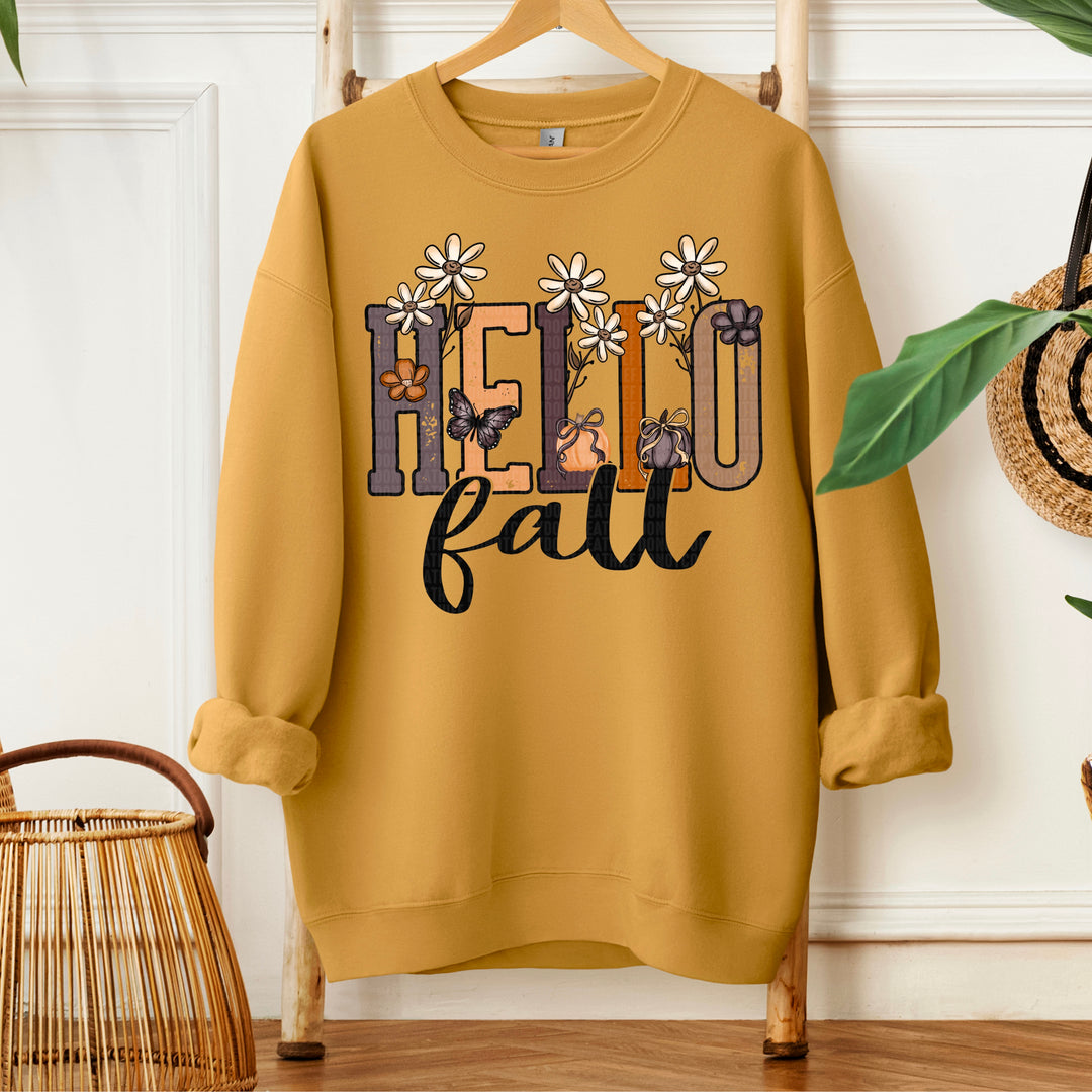 Hello Fall Doodle Floral DTF Print