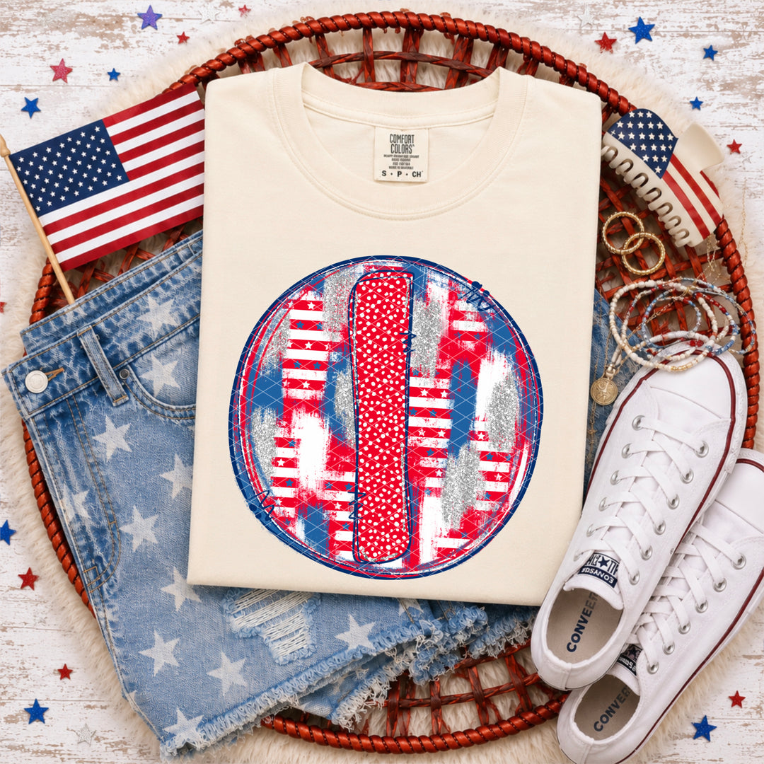 Patriotic Brush Strokes Letter Collection DTF Print
