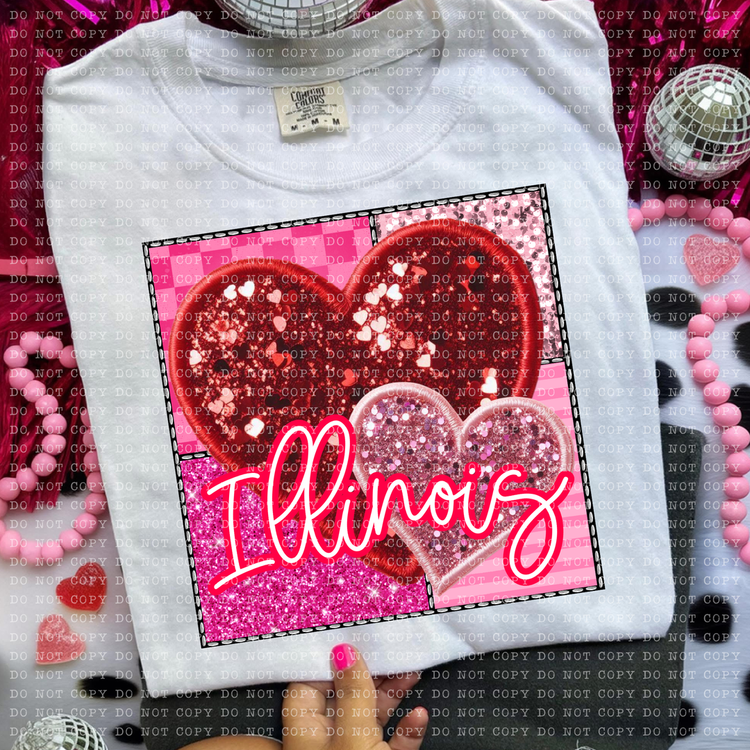 Sparkle Heart States DTF Print