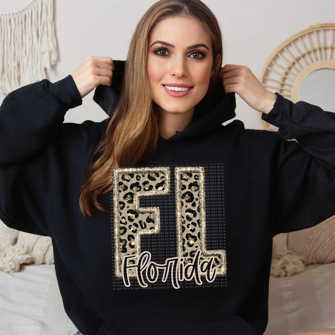 Leopard Sparkly State Faux Embroidery DTF Print