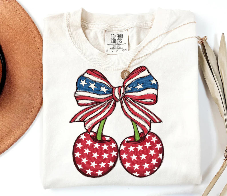 Patriotic Cherries DTF Print