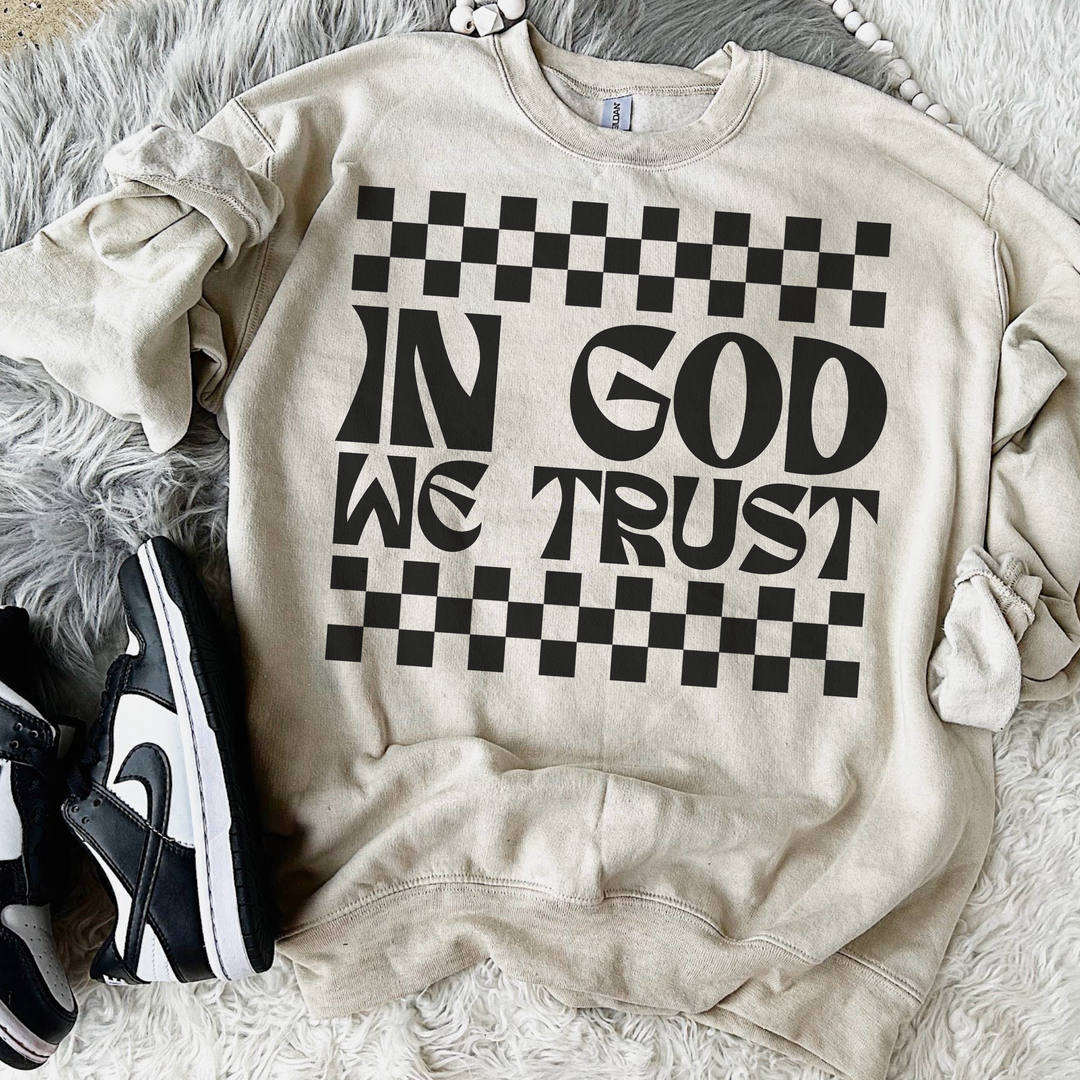 In God We Trust Checks DTF Print