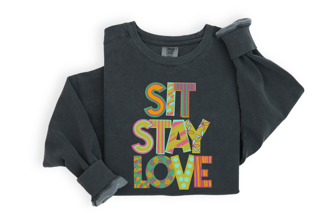 Pattern Play Sit Stay Love DTF Print