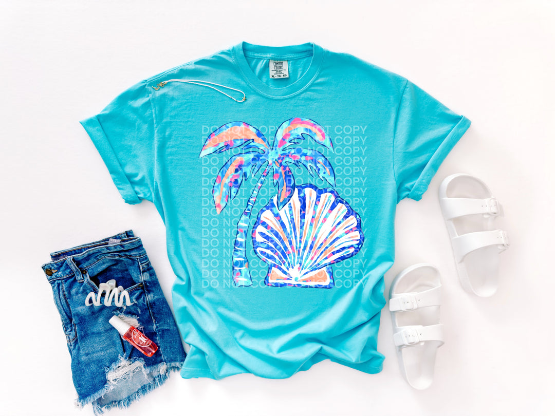 Palm Tree With Seashell DTF Print