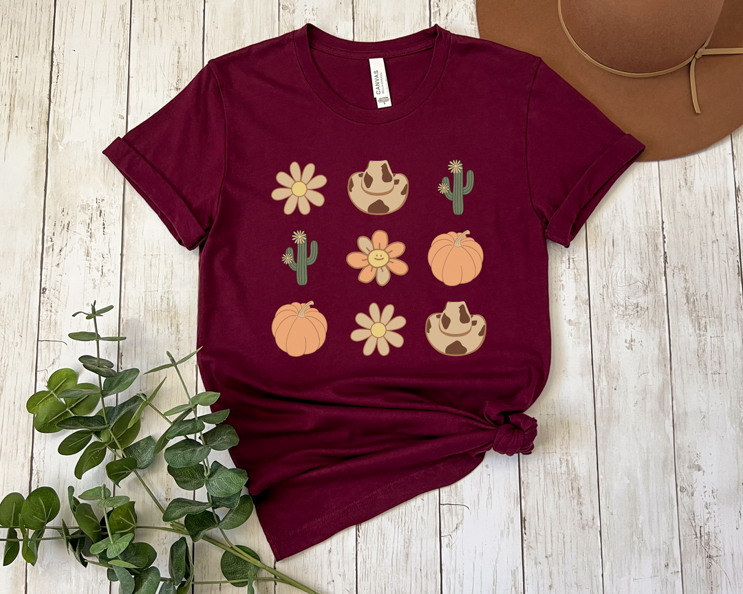 Cowboy Hat Pumpkins and Daisies DTF Print