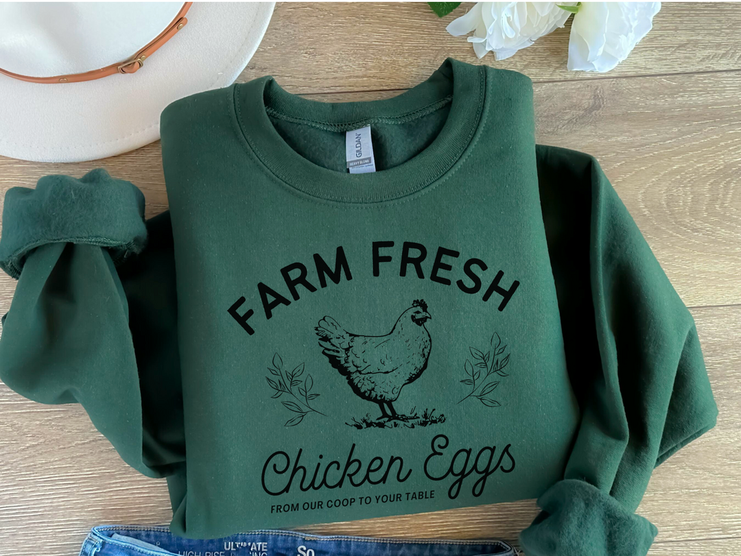 Farm Fresh Eggs Black Font DTF Print