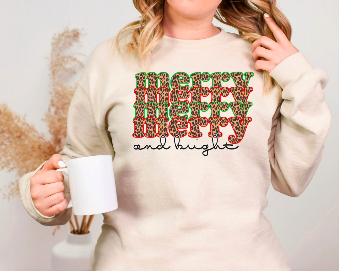 Merry and Bright Leopard DTF Print