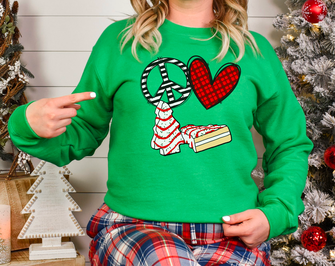 Peace, Love, Christmas Tree Cake DTF Print