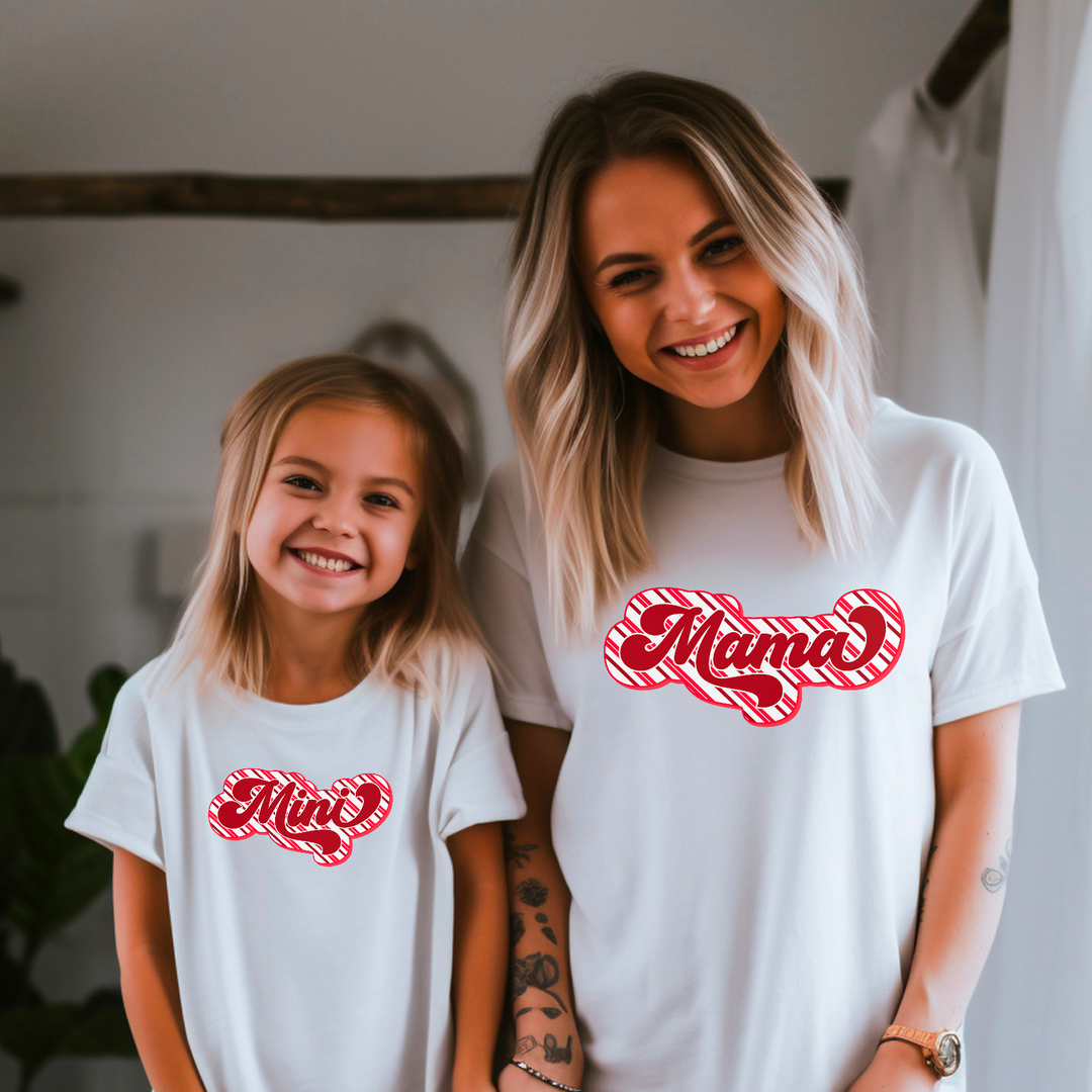 Mama & Mini Christmas Stripes DTF Print