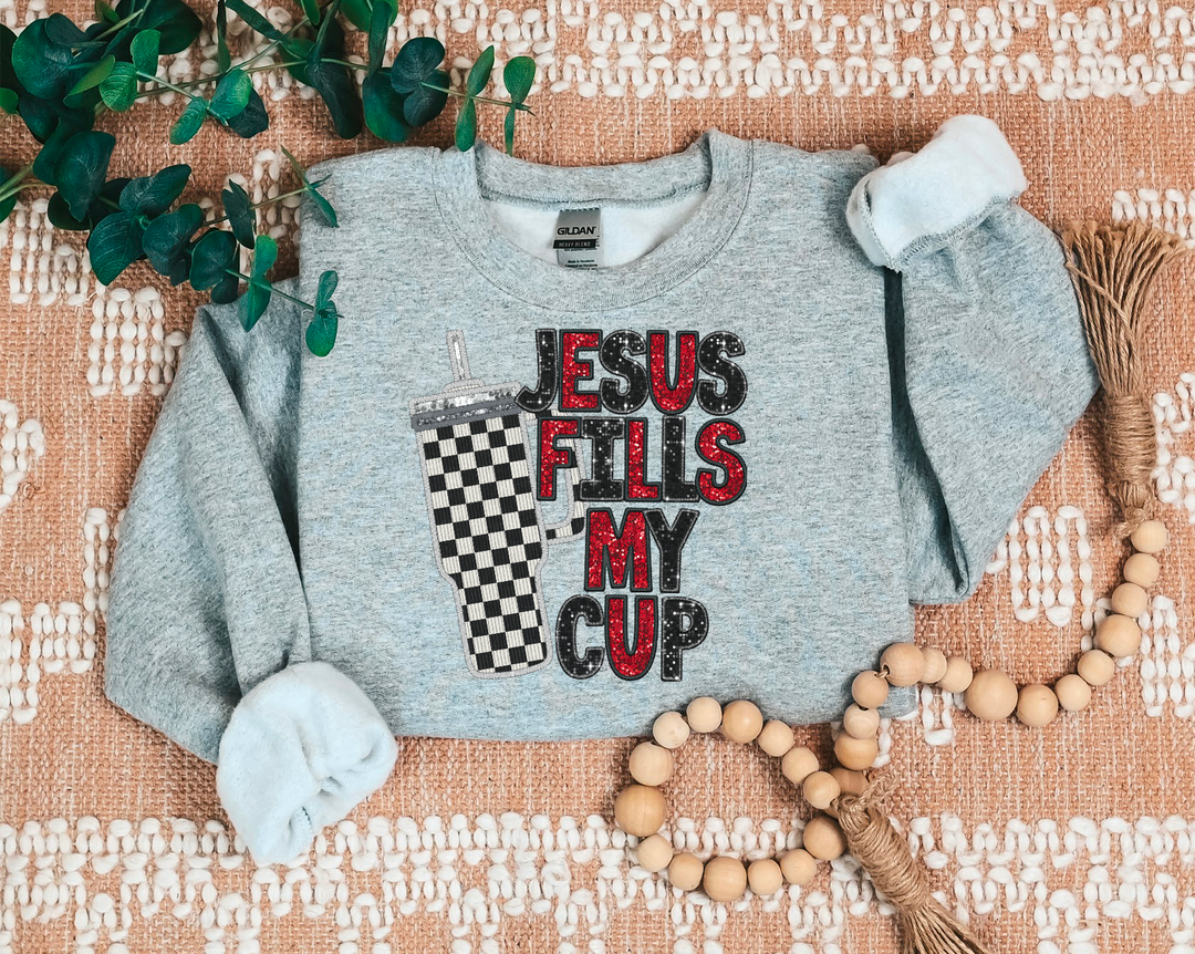 Jesus Fills My Cup Checkerboard DTF Print