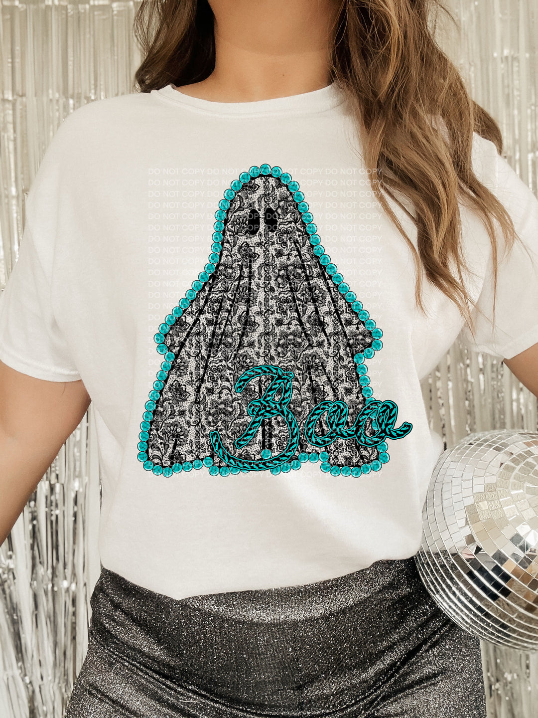 Turquoise And Lace Ghost DTF Print
