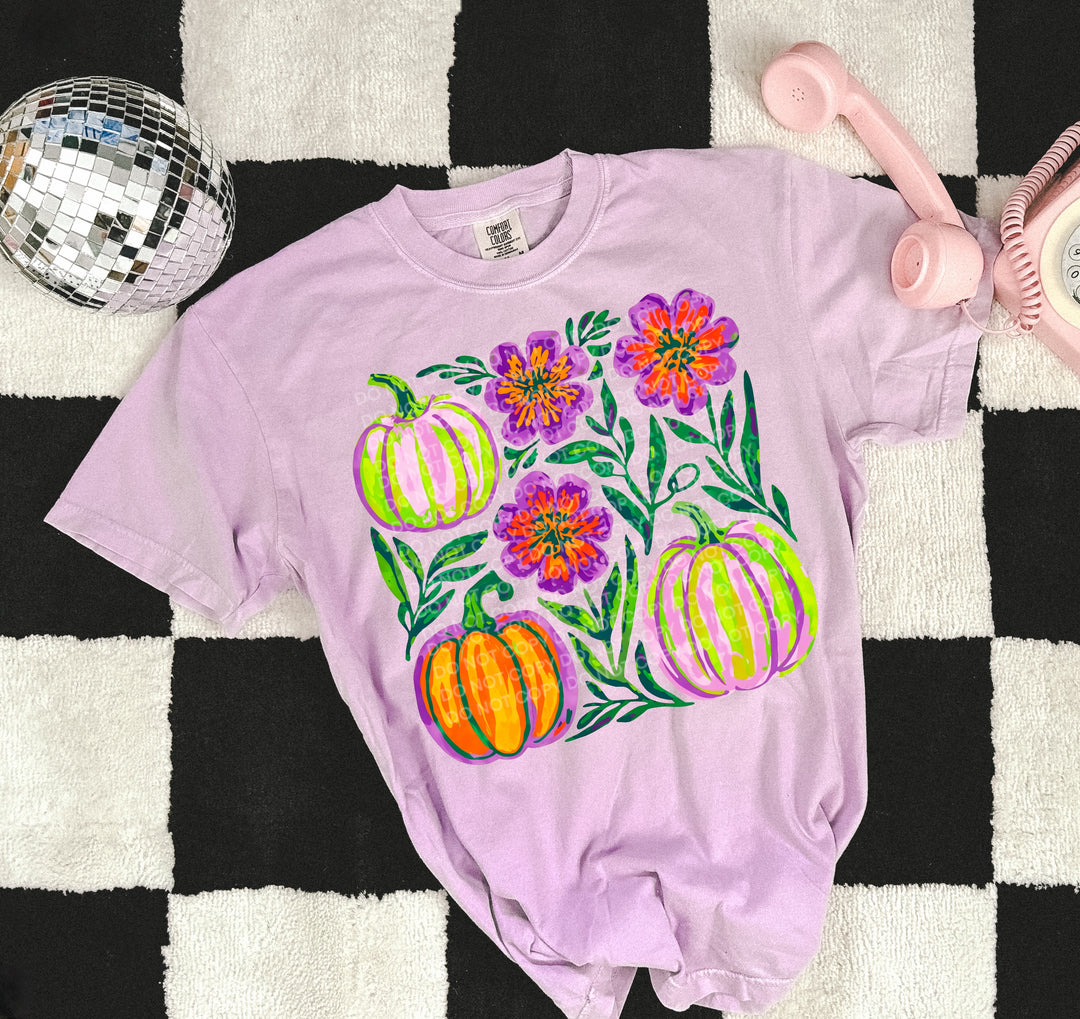 Neon Pumpkin Collage DTF Print