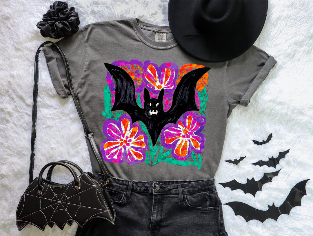 Floral Bat DTF Print
