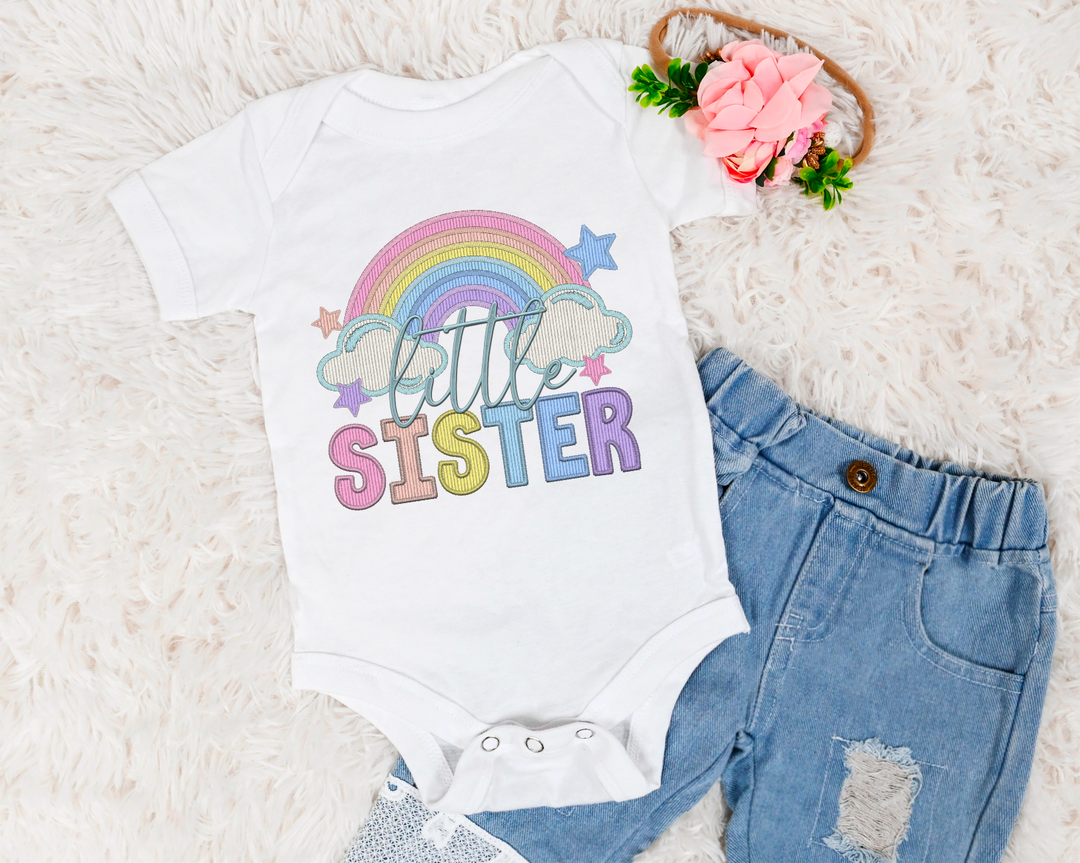 Little Sister Faux Embroidery DTF Print