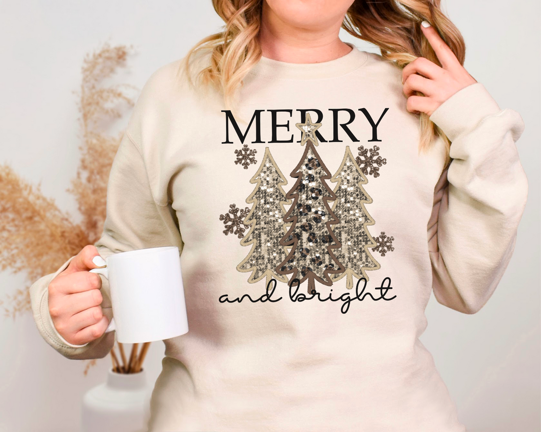 Merry And Bright Christmas Trees DTF Print