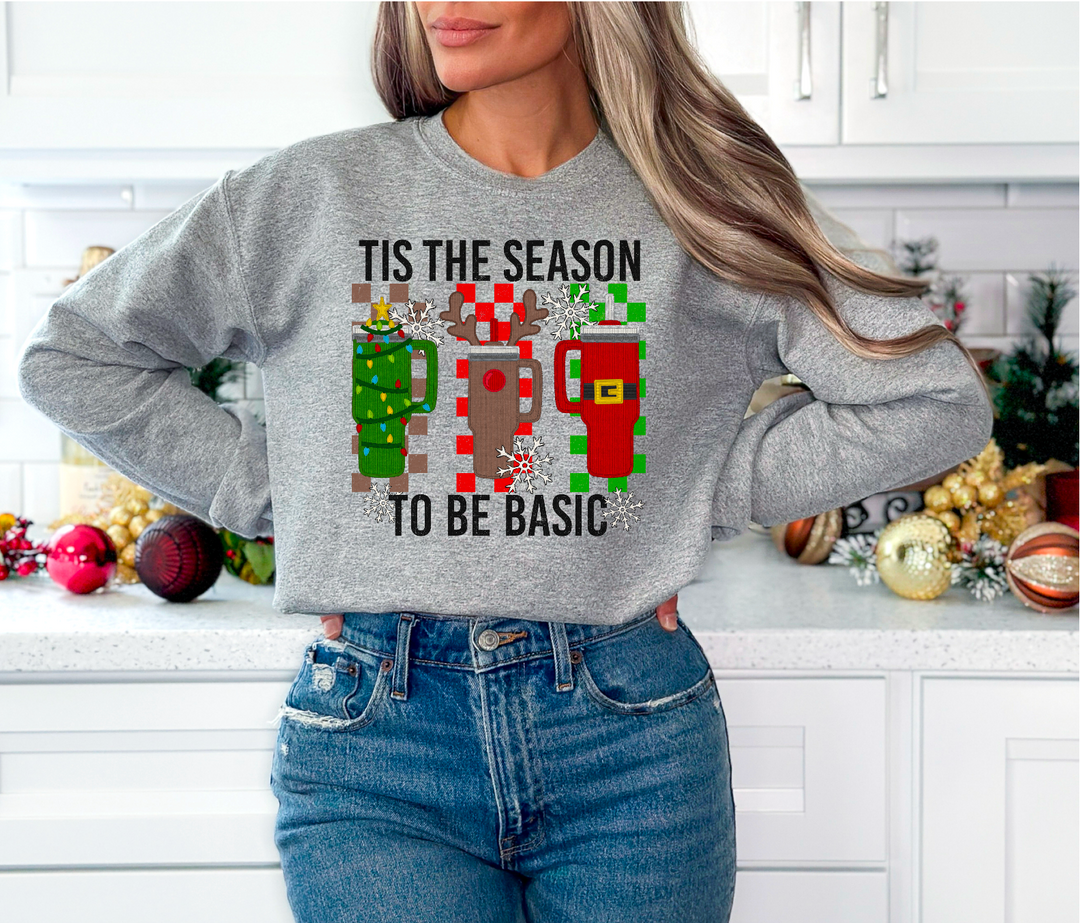 Tis The Season To Be Basic Faux Embroidery DTF Print