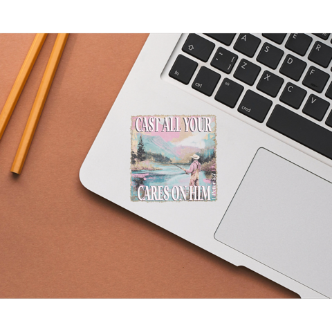 Cast All Your Cares On Him Die Cut Stickers