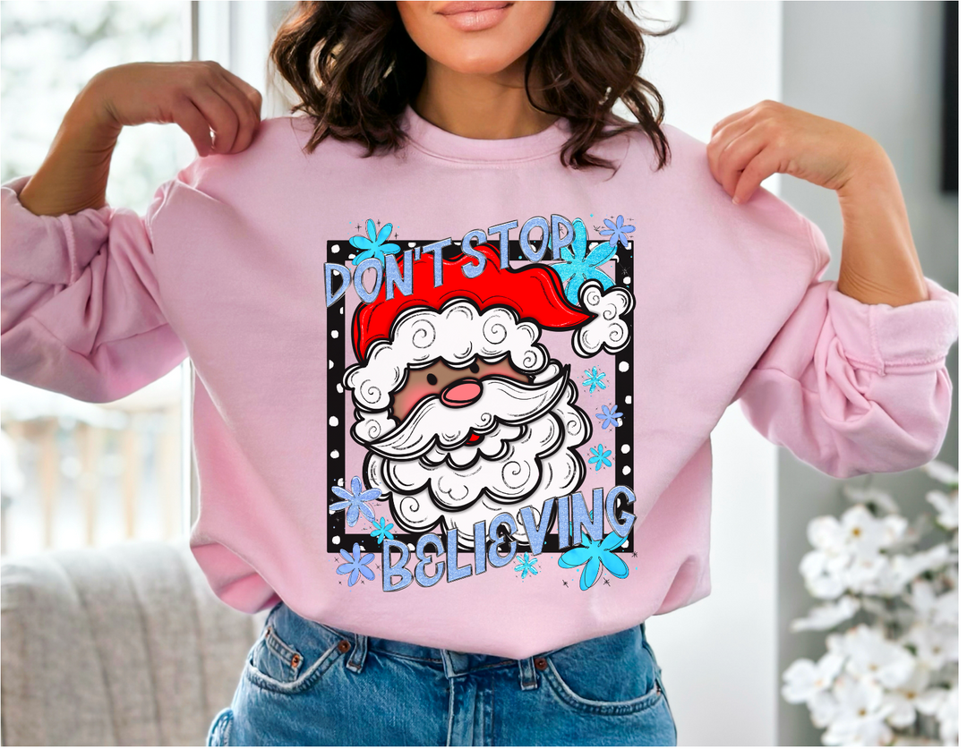 Don’t Stop Believing Santa DTF Print