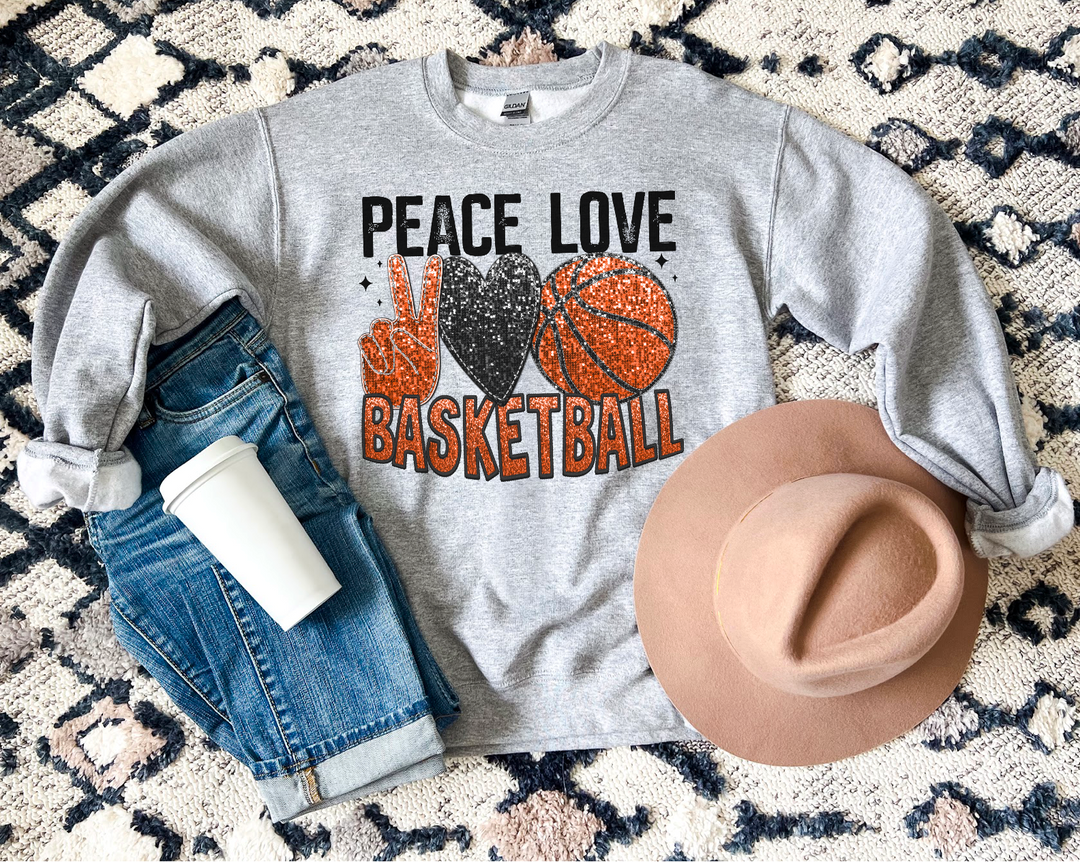 Peace Love Basketball Faux Glitter DTF Print