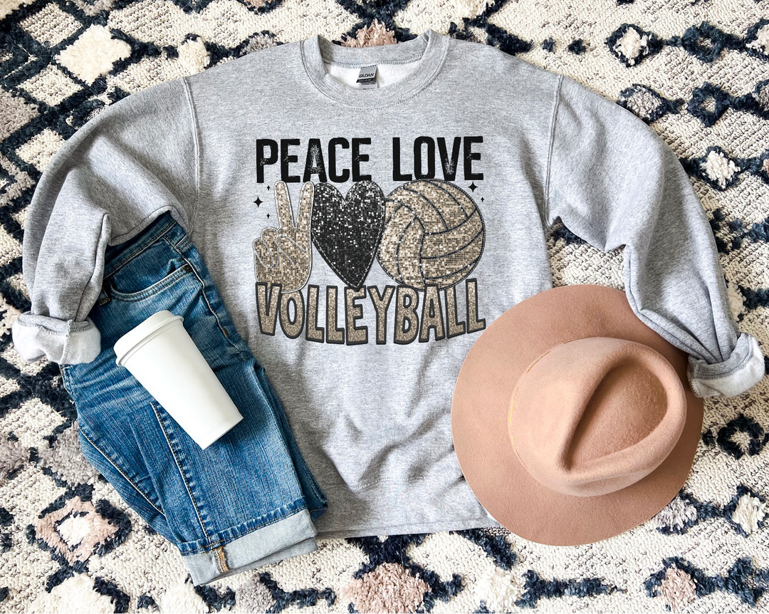 Peace Love Volleyball Faux Glitter DTF Print