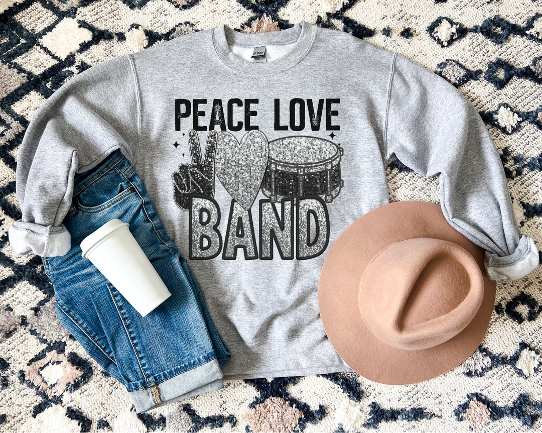 Peace Love Band Faux Glitter DTF Print