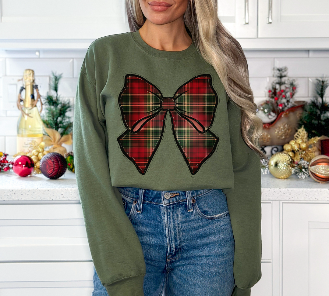 Plaid Christmas Bow DTF Print