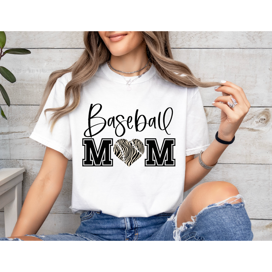 Baseball Mom Heart DTF Print