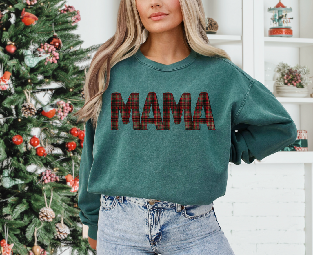 Christmas Plaid Mama DTF Print