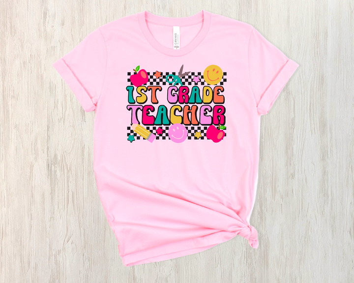 Grade Level Teacher Checkered  DTF Print