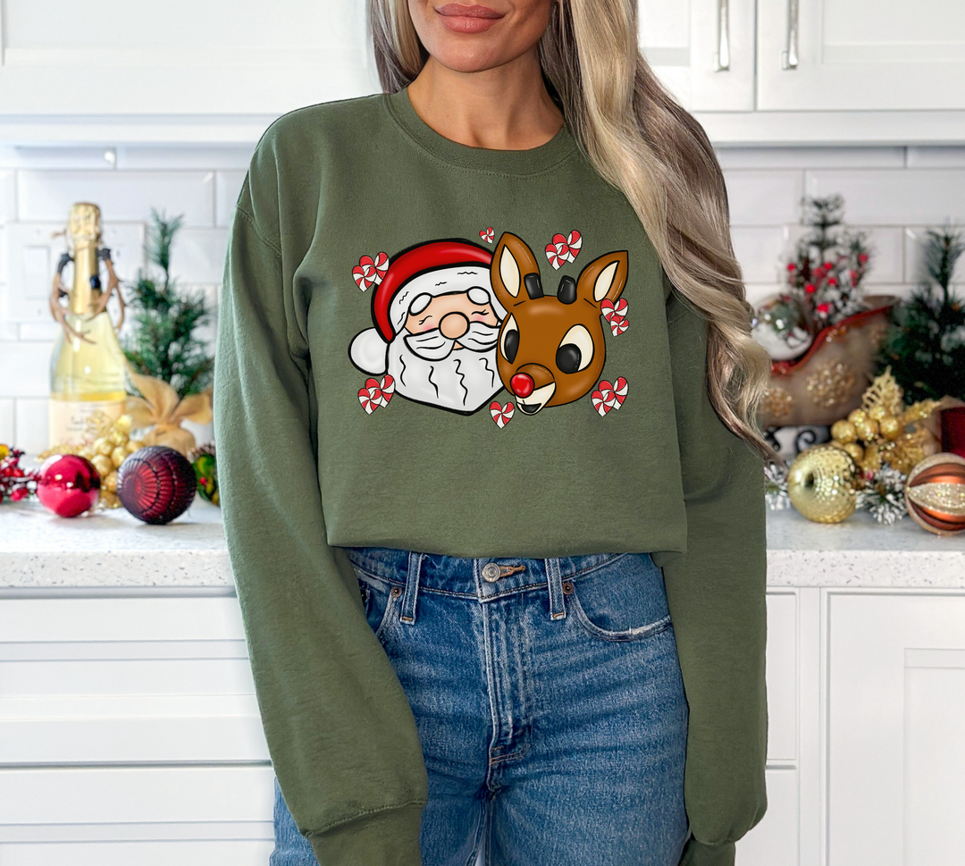 Santa and Rudolph DTF Print